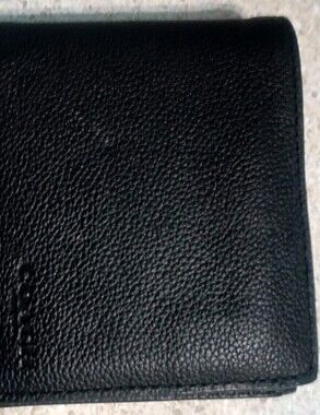 Coach Black Pebbled Leather Bi-Fold Wallet